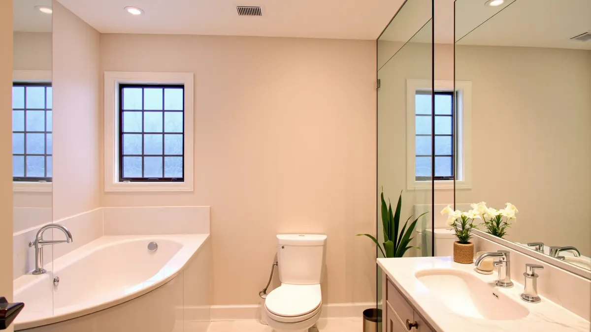 A homeowner reviewing a bathroom remodel plan - One-Day Bathroom Remodeling projects in Los Angeles, CA.