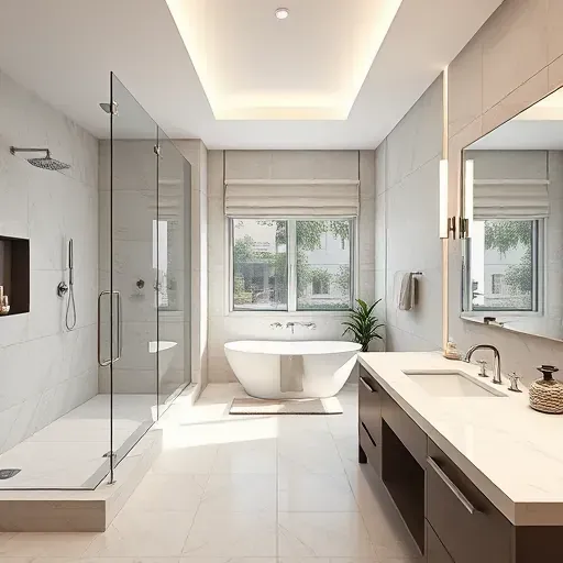 Completed bathroom remodeling in Los Angeles featuring modern fixtures, elegant tile work, and stylish decor.