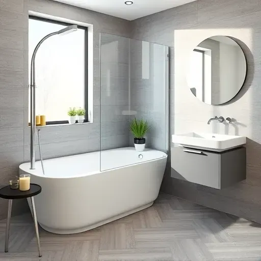 Freshly renovated small bathroom in Compton, CA featuring modern fixtures, grey subway tiles, and soft natural lighting.