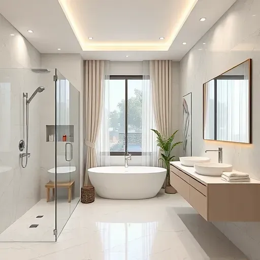 Completed bathroom remodeling in Los Angeles featuring modern fixtures, stylish tiles, and elegant decor.