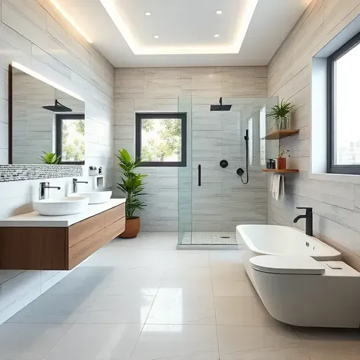 Beautifully remodeled bathroom in Los Angeles featuring modern fixtures, elegant tiles, and stylish decor.