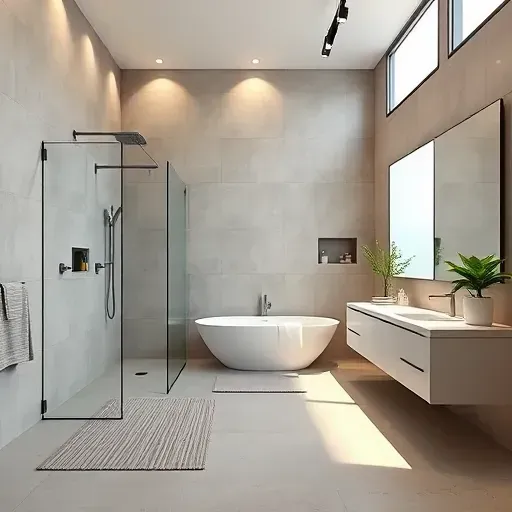 Completed bathroom remodel in Los Angeles featuring modern fixtures, elegant tiles, and stylish decor elements.