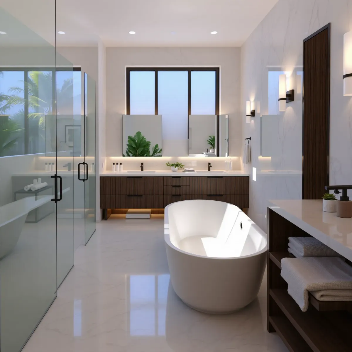 Beautiful bathroom remodeling in Beverly Hills, CA with modern fixtures and elegant design enhancements.
