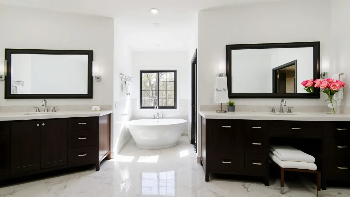 Bathroom Vanity Replacement projects in Los Angeles, CA; modern, stylish vanities transforming bathroom spaces.