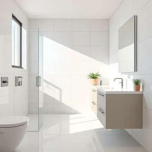 Recently remodeled Hyde Park CA small bathroom with modern fixtures, neutral palette, natural light, and sleek design