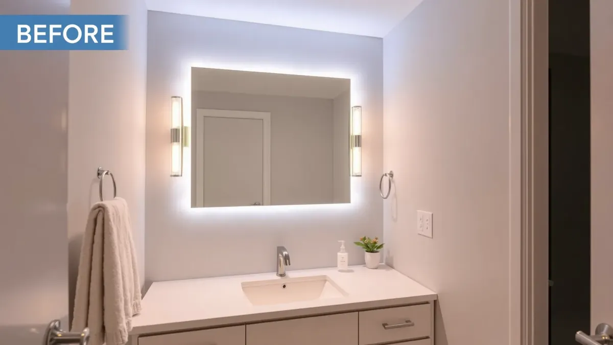 Bathroom lighting upgrade project in Los Angeles, CA, showcasing modern fixtures and improved ambiance.