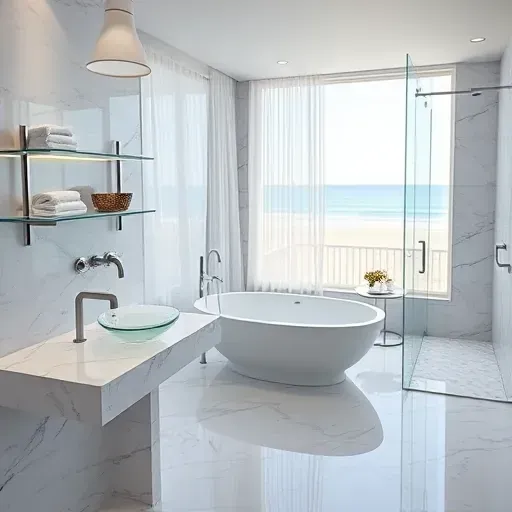 Luxurious Manhattan Beach bathroom remodel featuring a freestanding tub, double vanity, and elegant walk-in shower.