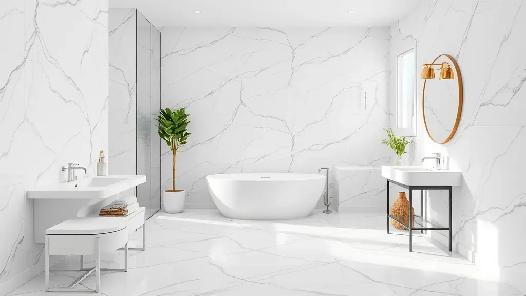 Bathroom flooring installation projects in Los Angeles showcasing diverse styles and materials.