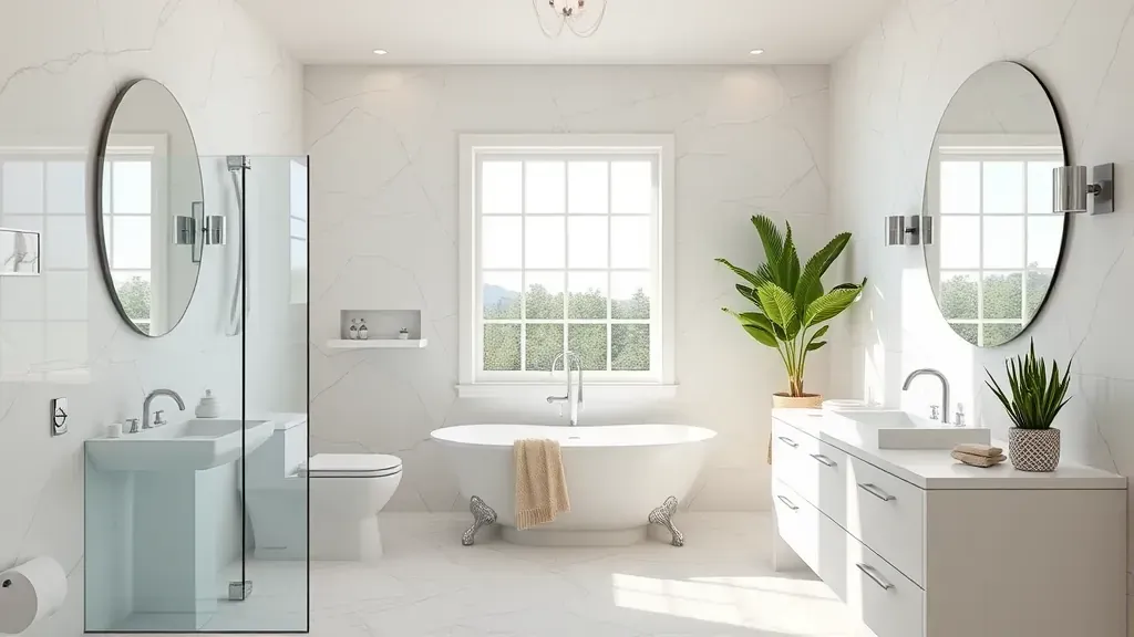 Modern bathroom remodeling in Santa Monica, CA with sleek fixtures and elegant tile work.