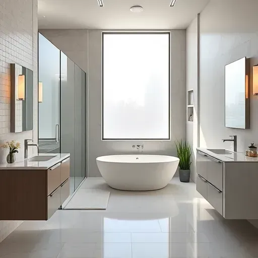 Stunning bathroom remodel in Los Angeles, featuring elegant fixtures, modern design, and bright lighting.