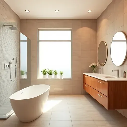 Spacious Playa del Rey bathroom remodel features modern design elements, freestanding tub, and elegant fixtures.
