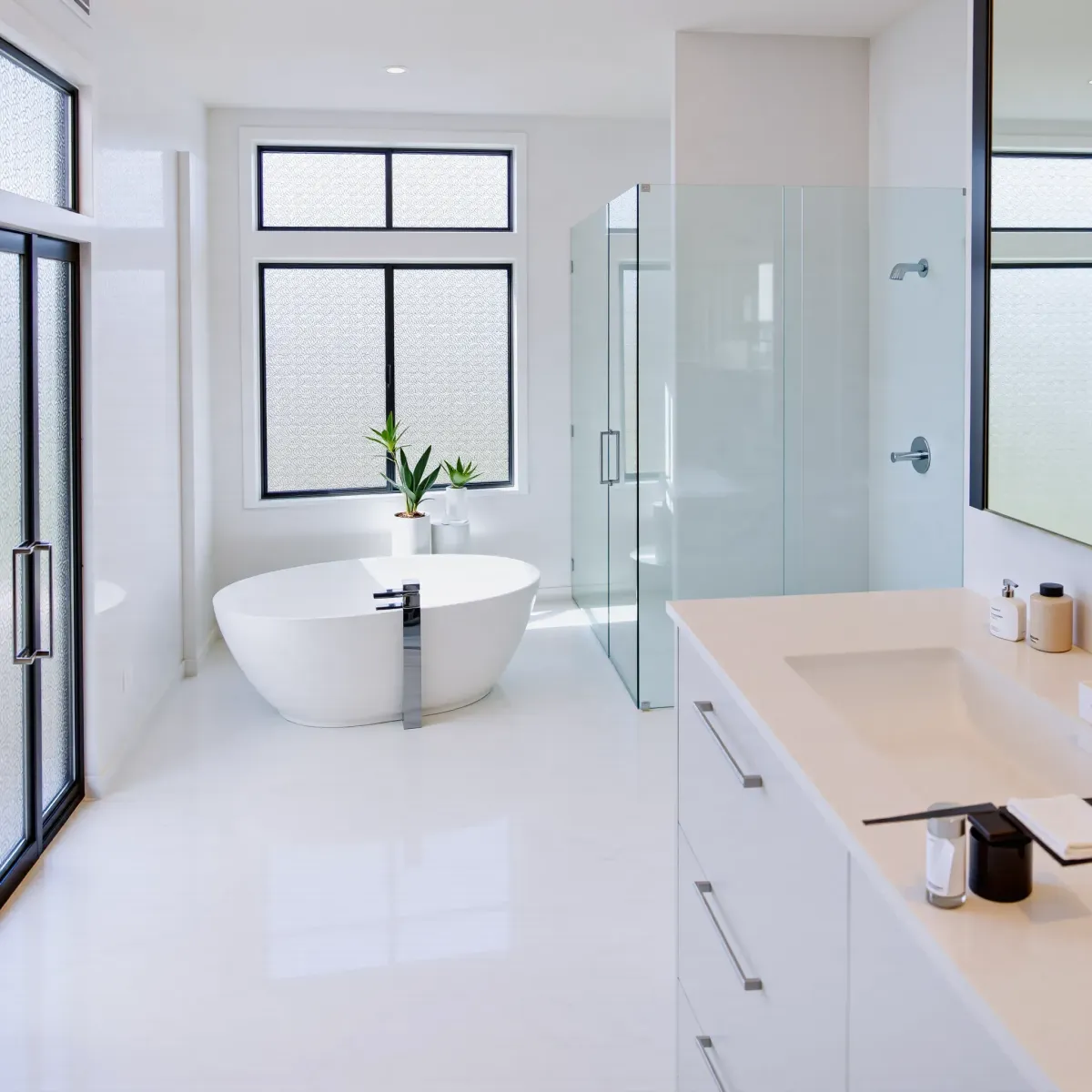 Beautiful bathroom remodeling in Westchester, CA with modern fixtures, elegant tiles, and updated features.