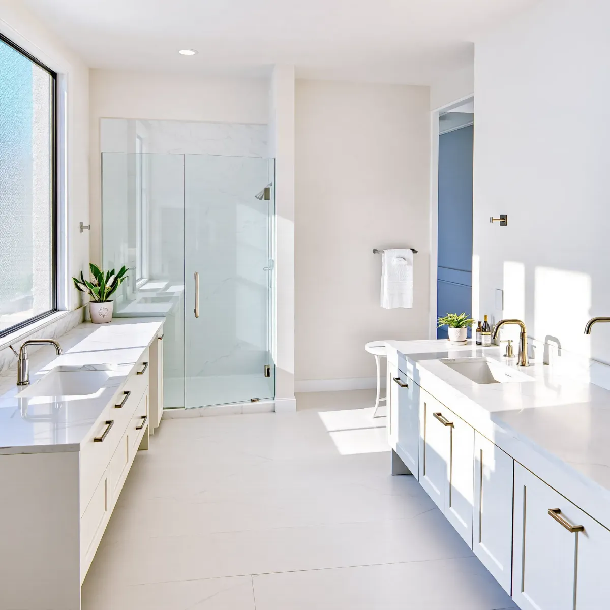 Beautiful bathroom remodeling in Hawthorne, CA showcasing a modern design with sleek fixtures and elegant tiles.
