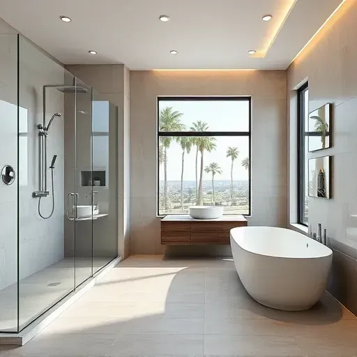 Perfectly remodeled bathroom in Los Angeles featuring modern fixtures, elegant tiles, and stylish decor.