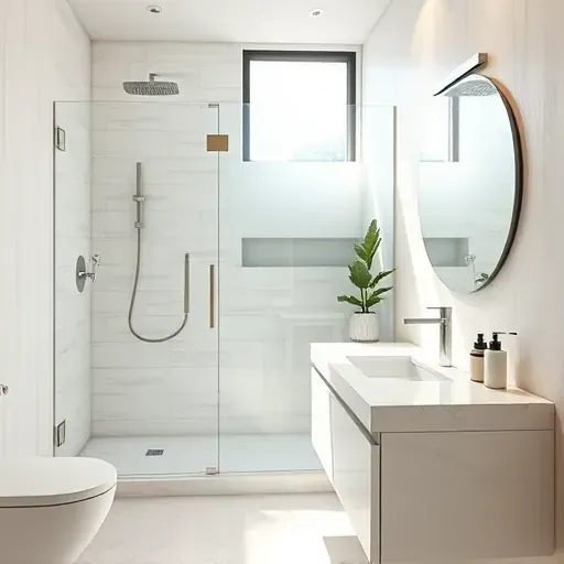 Small remodeled bathroom in Hermosa Beach with modern fixtures, glass shower, marble vanity, and neutral tones.