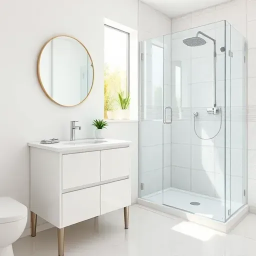 Freshly remodeled small bathroom in Culver City with modern fixtures, quartz vanity, glass shower, natural light, and sophisticated details