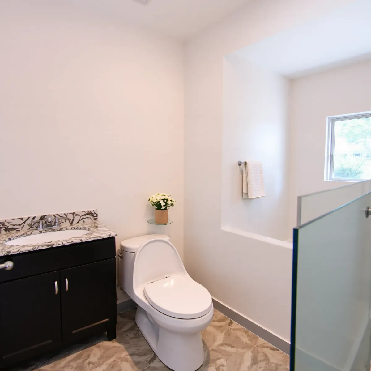 Beautiful bathroom remodeling in Inglewood, CA with modern fixtures and stylish design.
