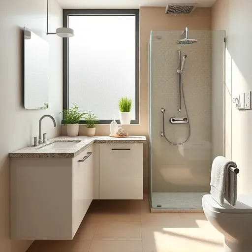 Recently renovated small bathroom in Los Angeles features modern fixtures, neutral tones, and natural light for a refined look.
