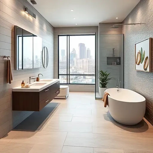 Bathroom remodel in Los Angeles showcasing modern design, stylish fixtures, and elegant tile work.