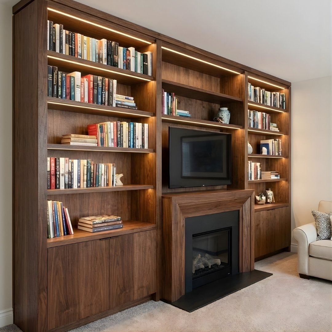 Custom Wood TV and Books Cabinet