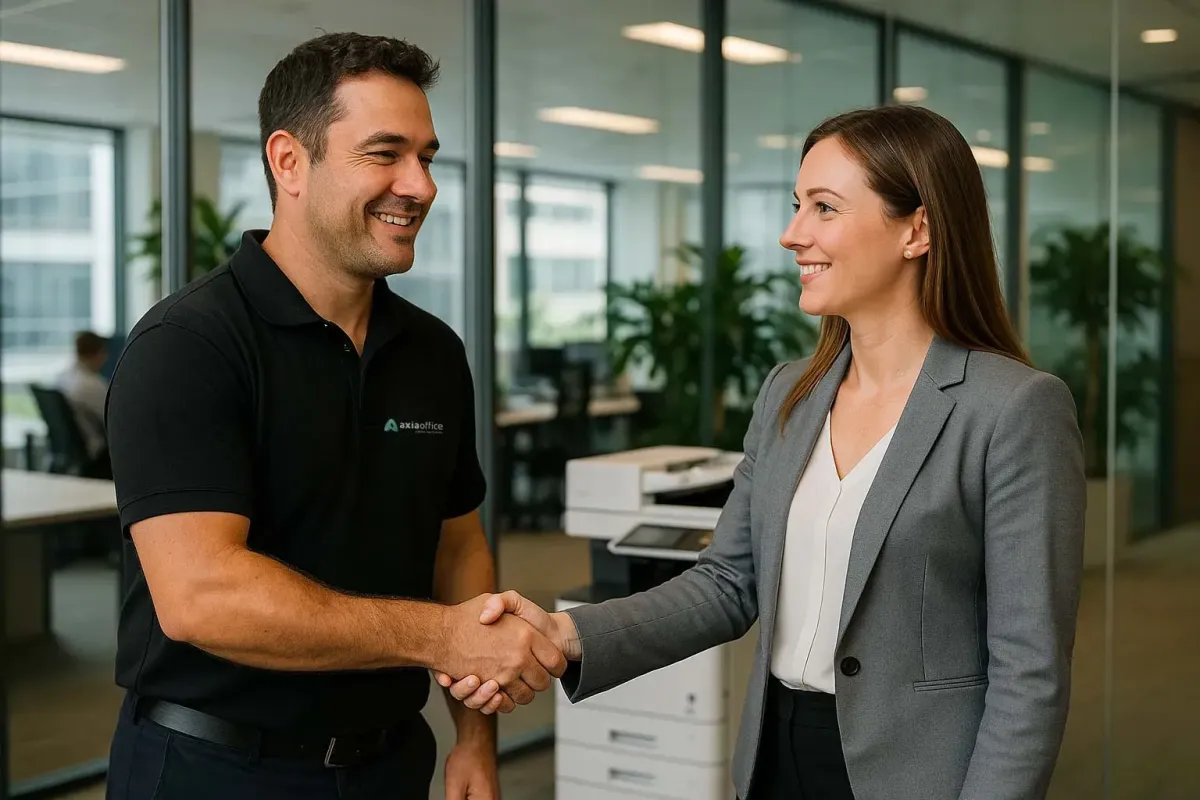 Axia Consultant shaking hands with customer