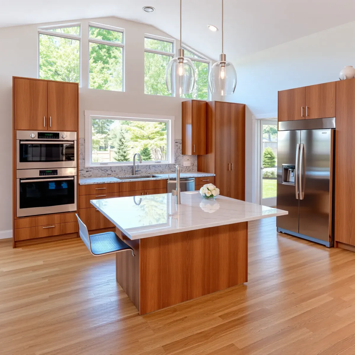 Stunning renovated kitchen in Athens, TN with granite counters, stainless steel appliances, custom wood cabinetry, and natural light.