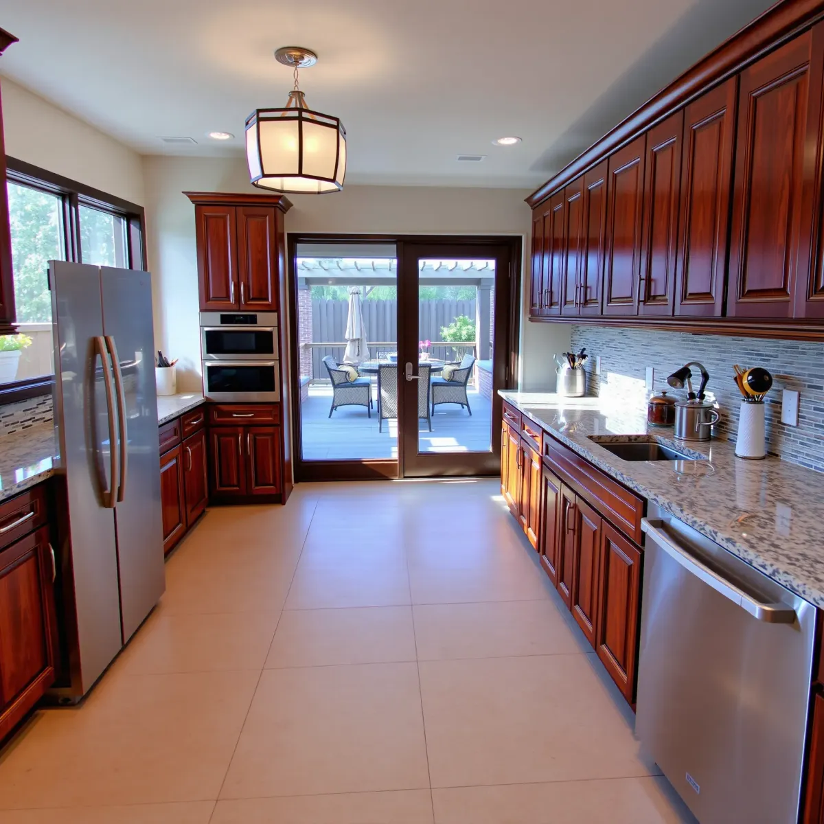 Renovated Knoxville kitchen with granite countertops, stainless steel appliances, custom wooden cabinets, and natural light.