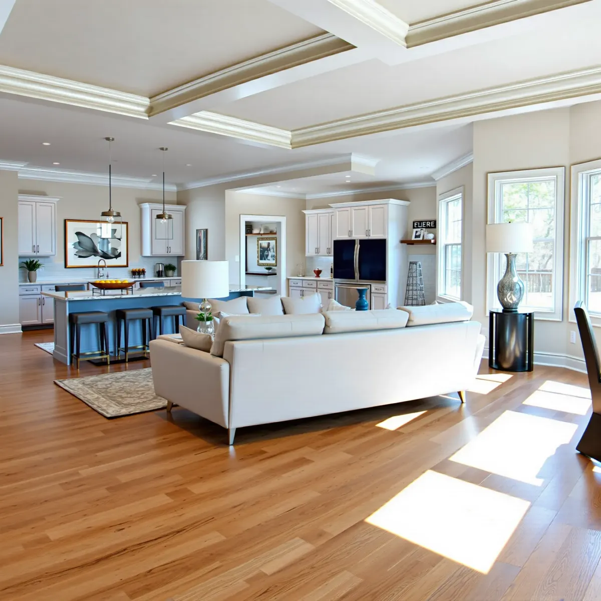 Remodeled Halls Crossroads home interior featuring a spacious living room with hardwood floors, modern furniture, and natural light.