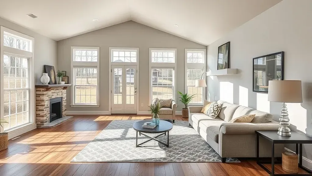 Beautiful kitchen and living room in a home featuring Whole-Home Remodeling in Oak Ridge, TN. Modern design and durable finishes.