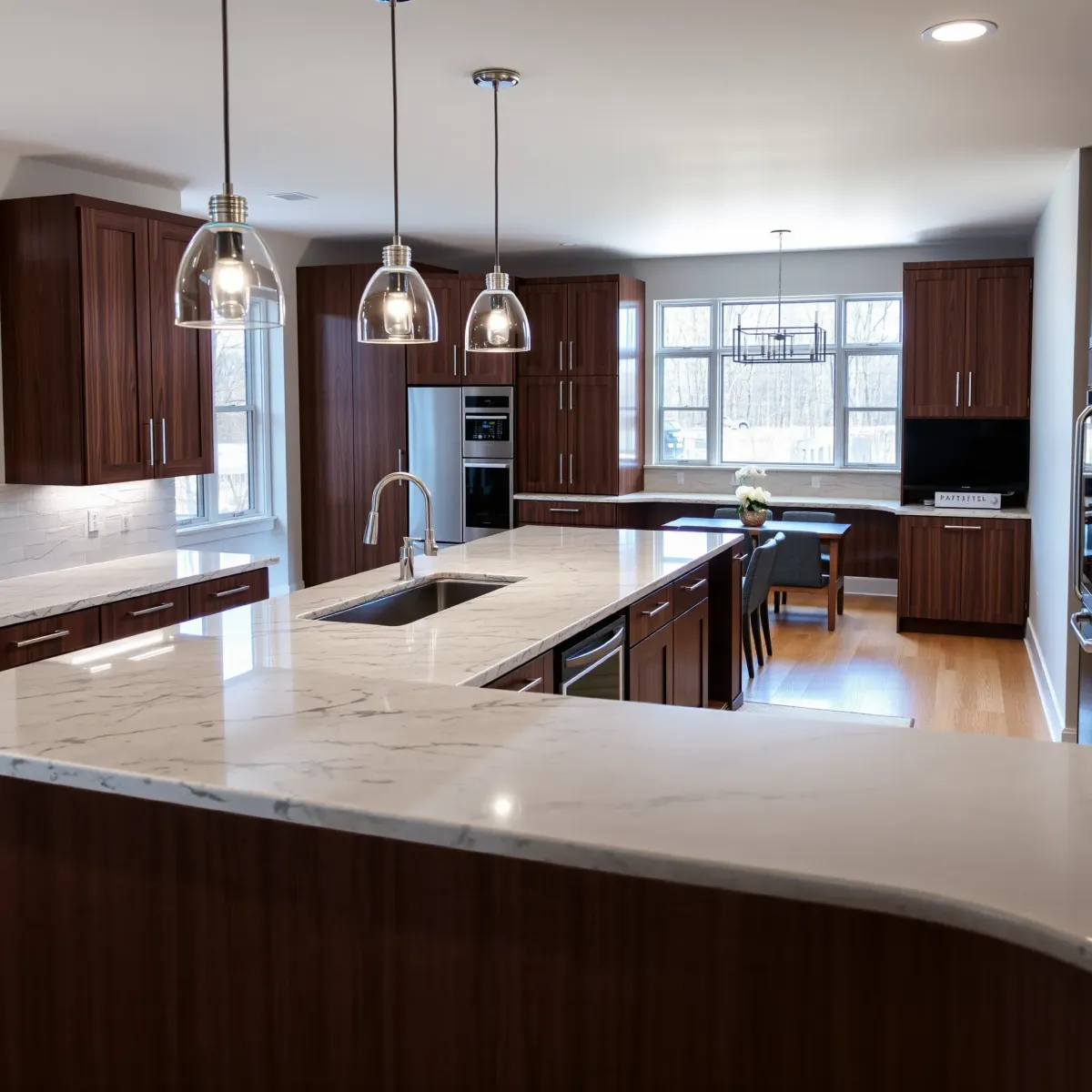 Renovated Crossville, TN kitchen with granite countertops, stainless appliances, custom wood cabinetry, and natural light.