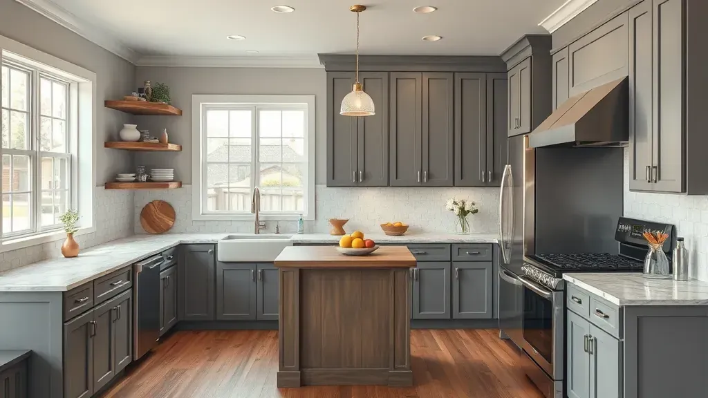 Recently remodeled Friendsville, TN kitchen with modern wood cabinetry, white marble countertops, stainless steel appliances, and natural light.