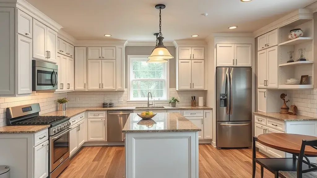 Beautiful Louisville kitchen remodel with warm wood cabinets, stainless appliances, quartz counters, and natural light.