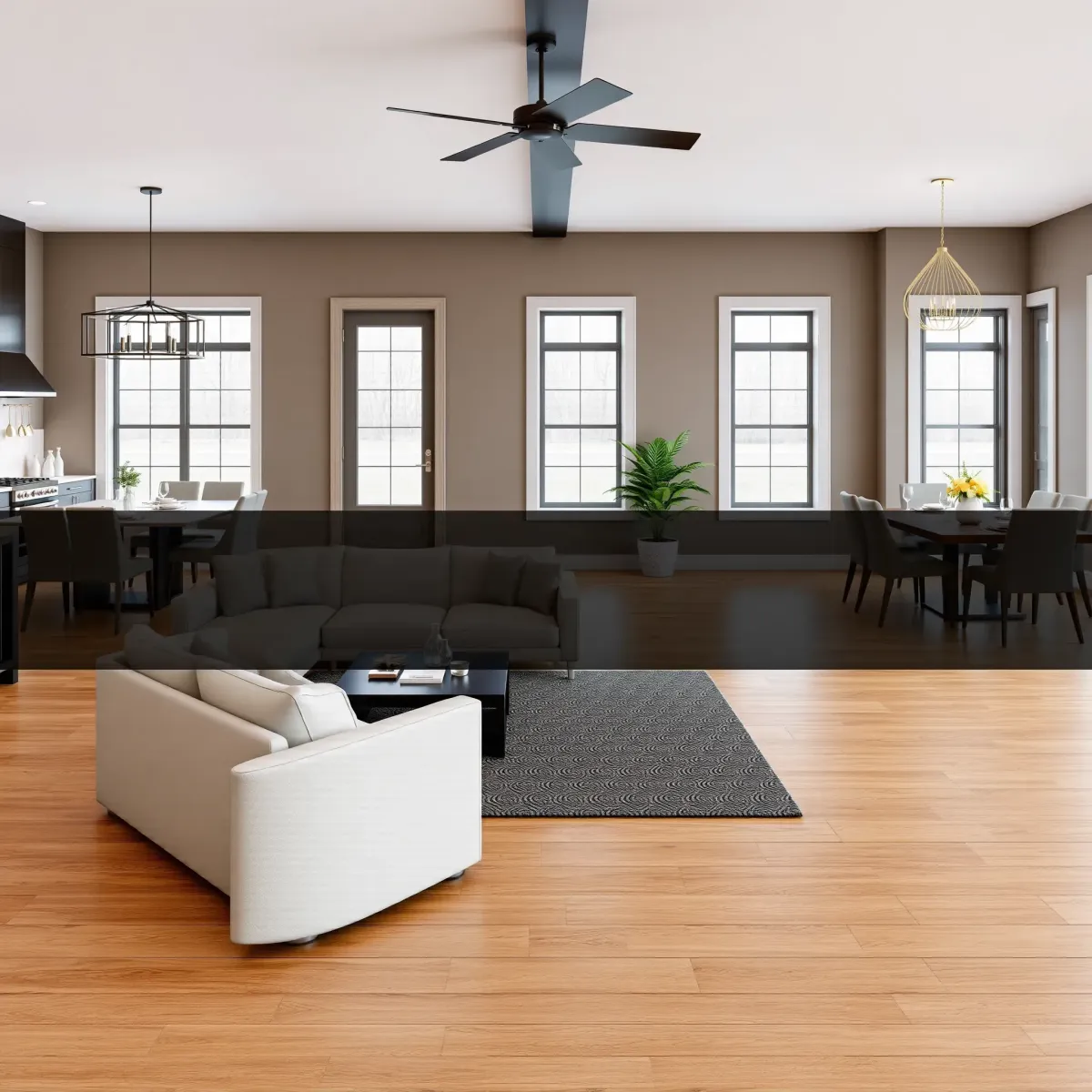 Renovated Greeneville home interior with modern design, open living space, sleek kitchen, and spa-like bathroom details.