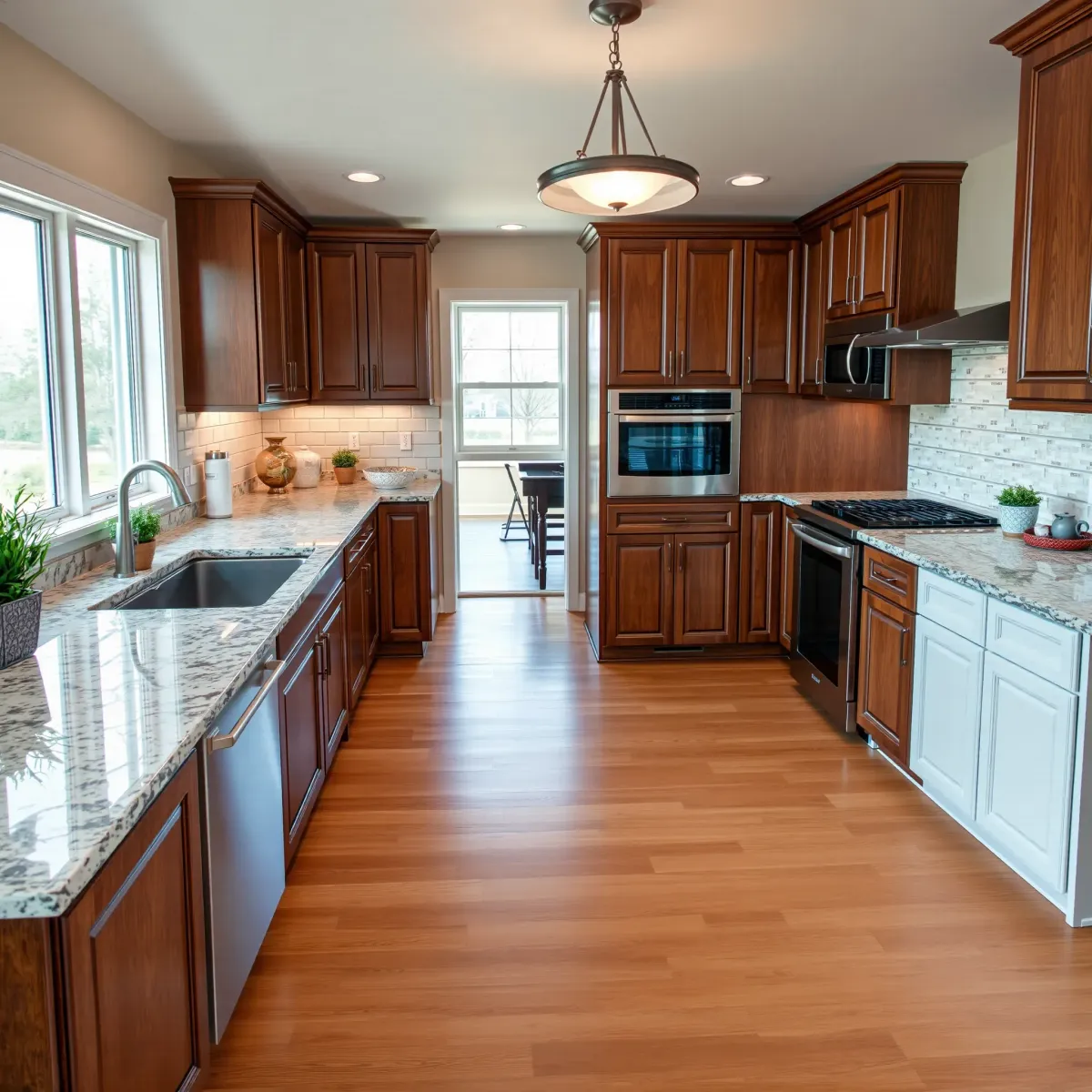 Beautiful Knoxville kitchen with granite countertops, stainless appliances, custom wood cabinets, and bright natural light.