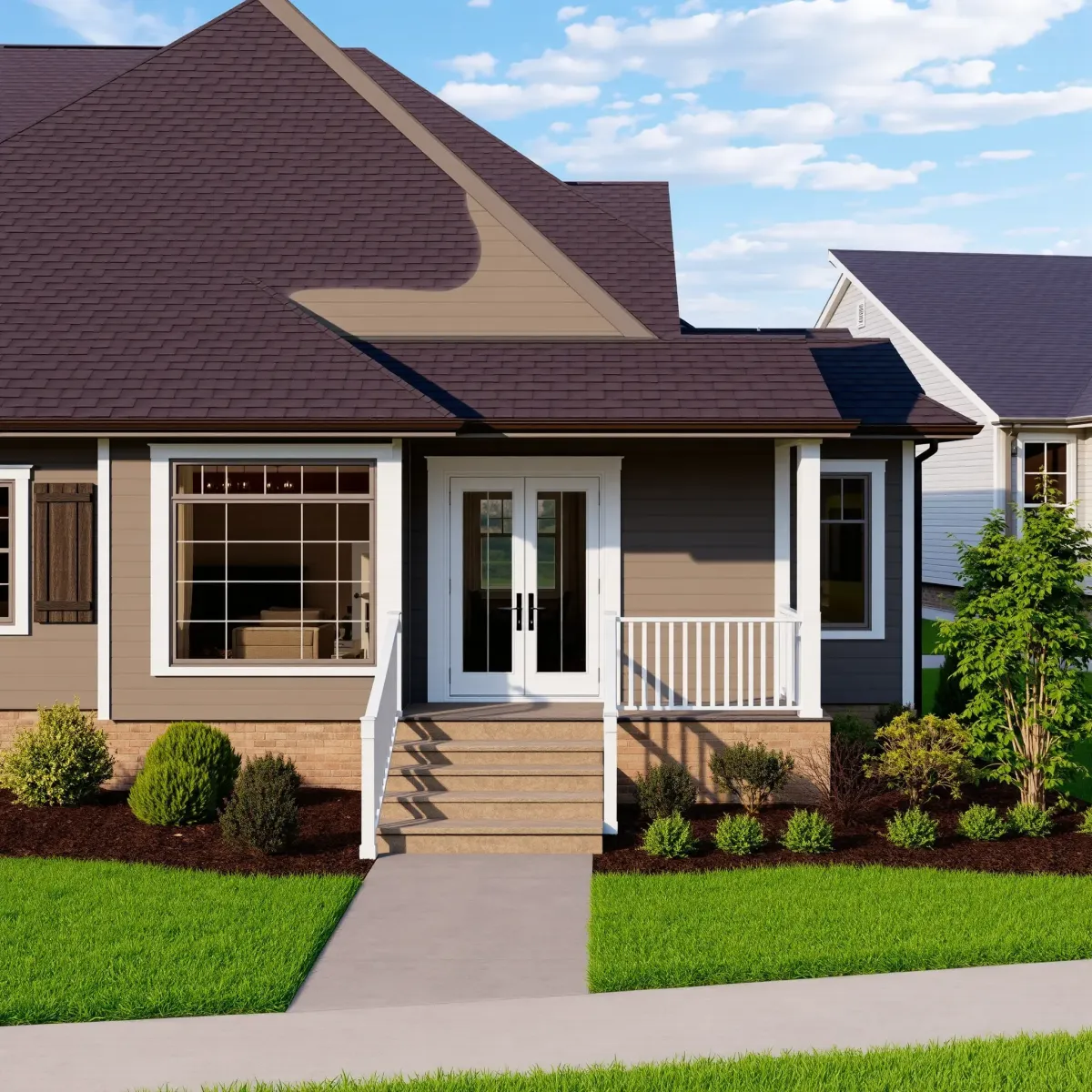 Beautiful Knoxville home addition with modern windows, sleek siding, lush landscaping, and seamless integration.