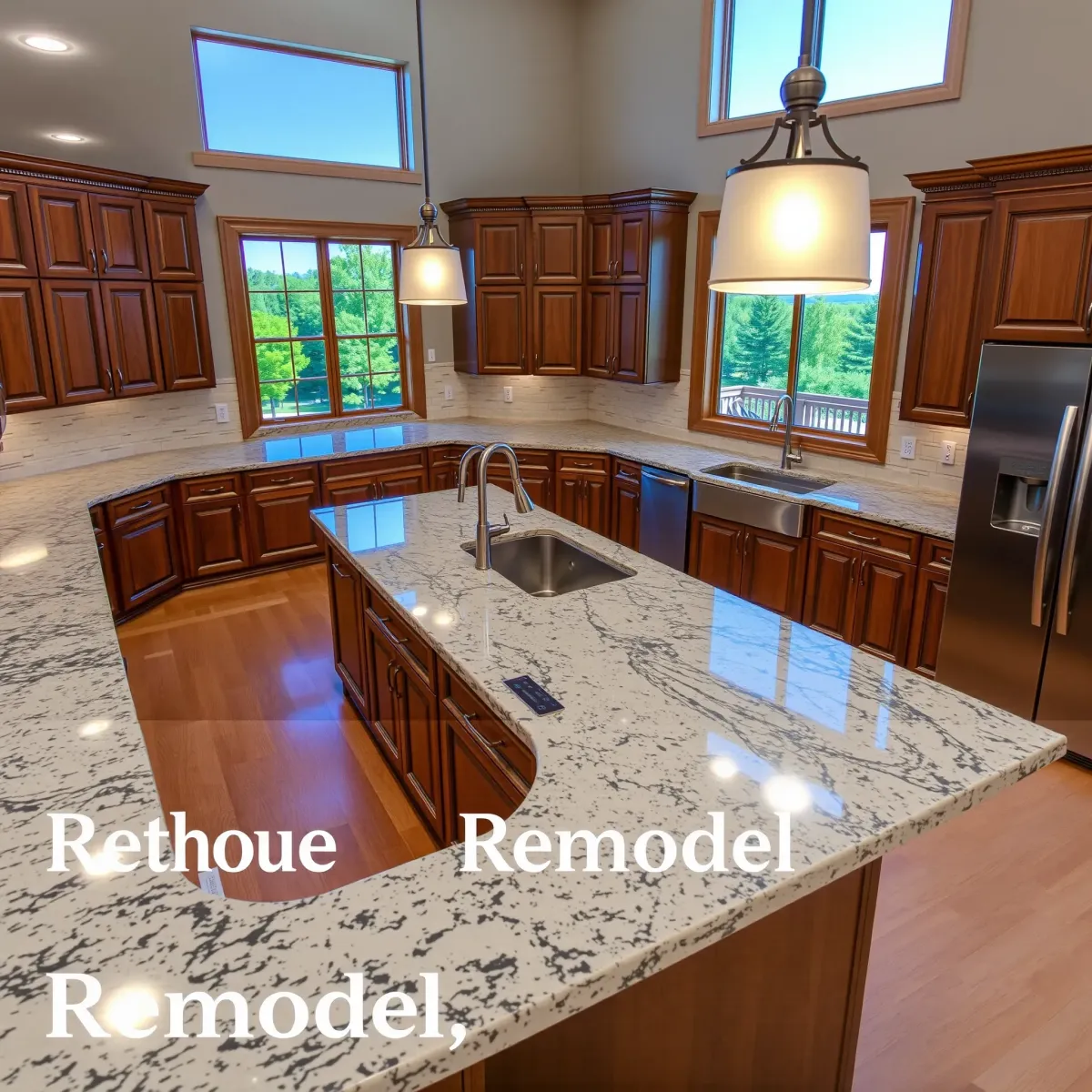 Renovated Jacksboro kitchen with granite counters, stainless appliances, custom wood cabinets, and natural light.