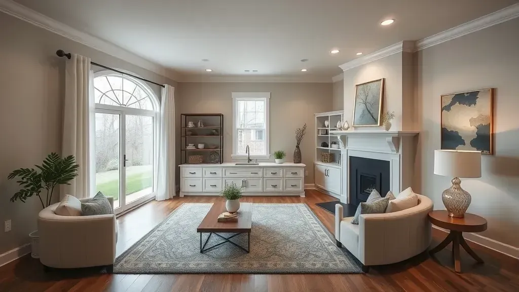 Virtual Whole-Home Remodeling consultation scene in a modern Knoxville, TN interior, showcasing design plans and technology.