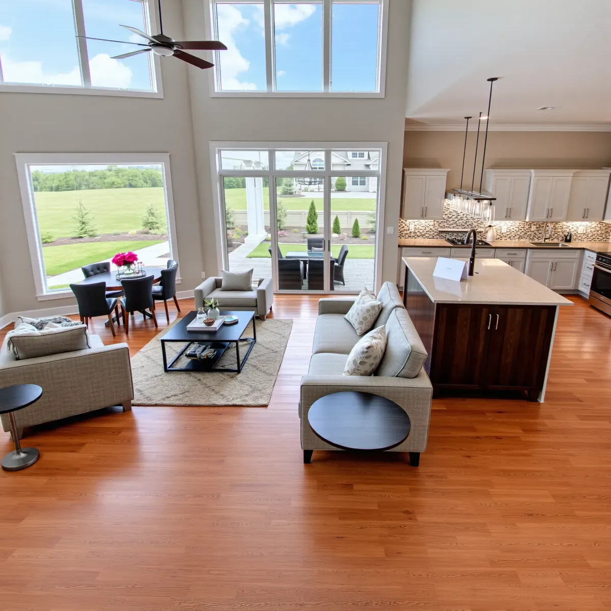 Recently renovated modern home in Vonore, Tennessee with open kitchen, plush living area, natural sunlight, and high-end finishes.