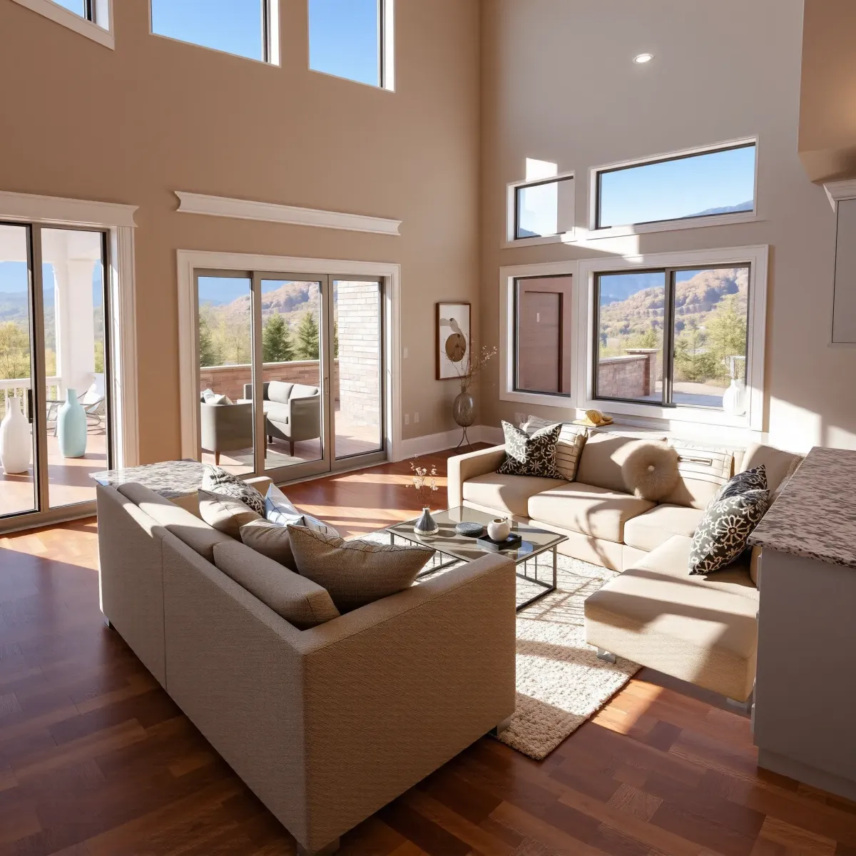 Stunning home renovation in Newport, TN with modern exterior, lush landscape, and elegant interior glimpses.