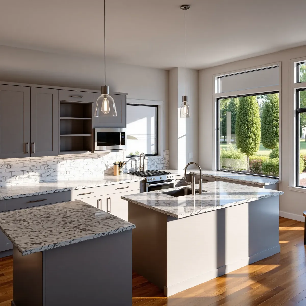 Modern Oak Ridge kitchen with sleek cabinetry, granite counters, stainless appliances, and natural light.