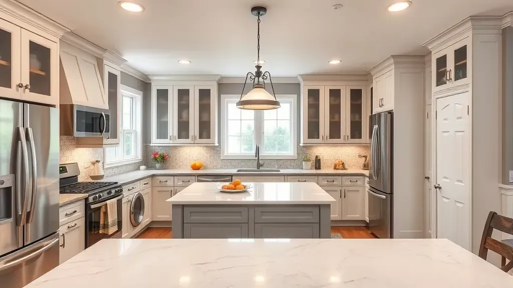 Renovated Loudon, TN kitchen with modern wood cabinets, stainless steel appliances, quartz countertops, and open-concept design.