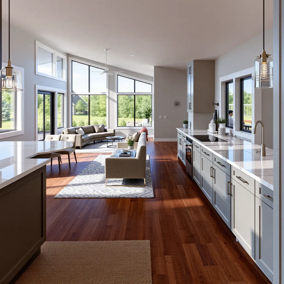 Completed home remodeling in Vonore, TN featuring modern design, hardwood floors, sleek cabinetry, and natural light.