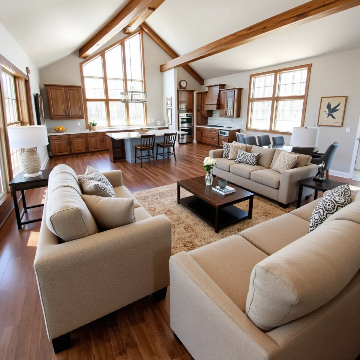 Remodeled Rutledge, TN home interior showcasing modern design, hardwood floors, stainless steel appliances, and elegant decor.