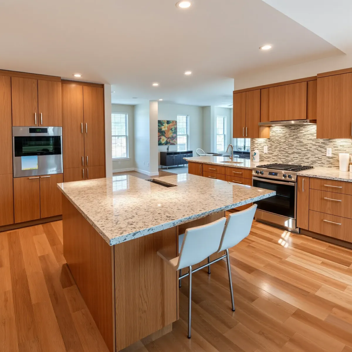 Recently remodeled Karns, TN kitchen with modern wood cabinets, granite counters, stainless appliances, and natural light.