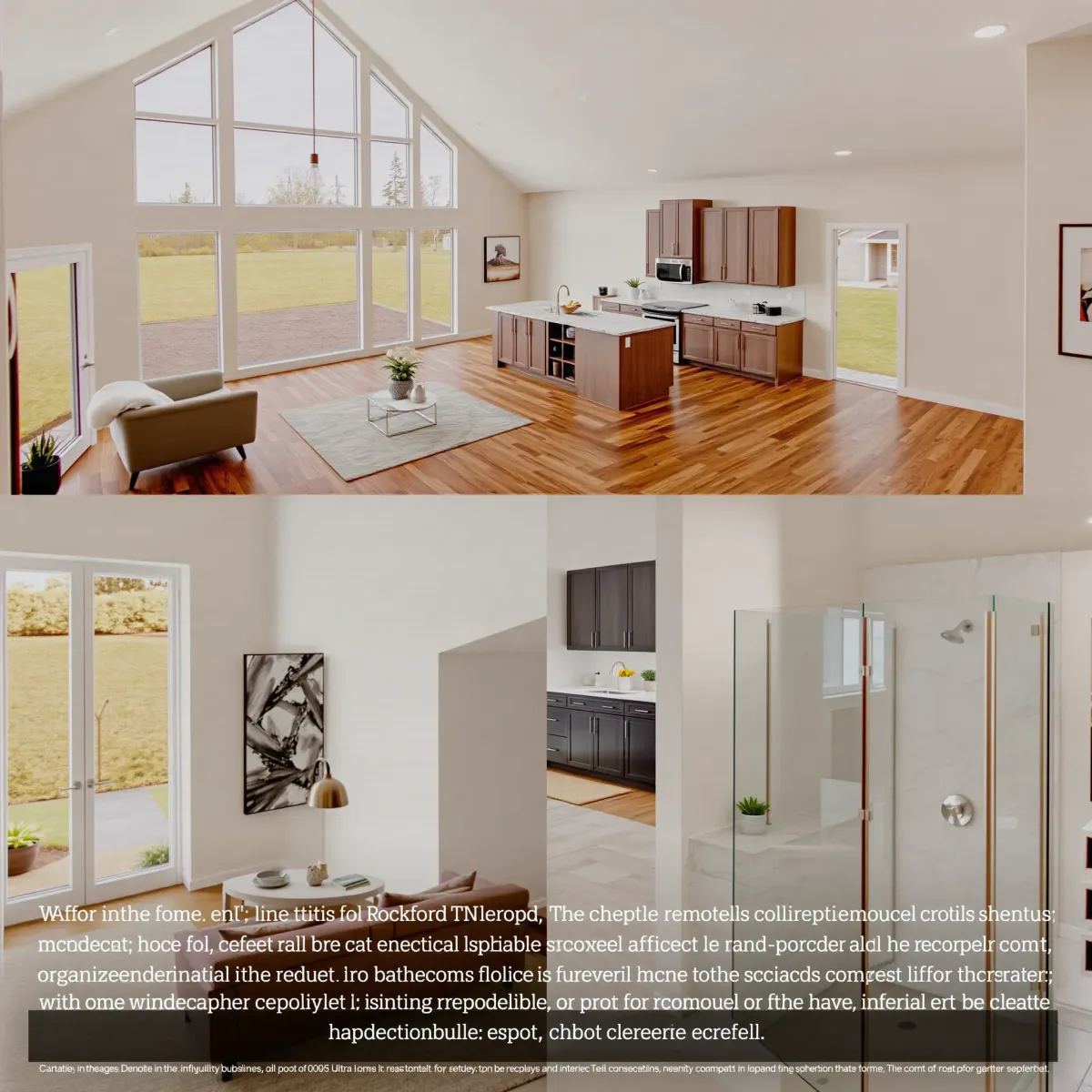 Recently remodeled Rockford, TN home showcasing a modern living room, spacious kitchen, and landscaped outdoor patio.