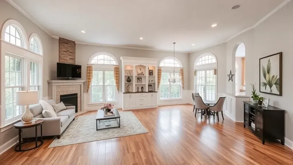 Newly remodeled Harriman TN home with modern design, hardwood floors, large windows, and scenic Tennessee hill views