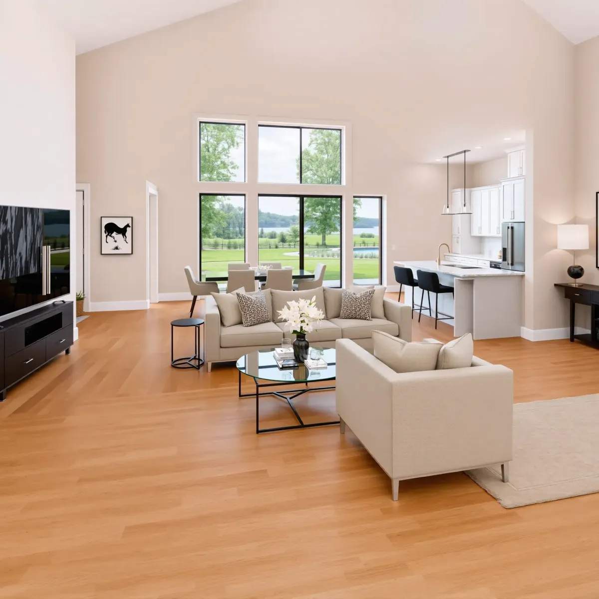 Remodeled Tellico Village home with modern design, hardwood floors, granite kitchen, and landscaped backyard view.