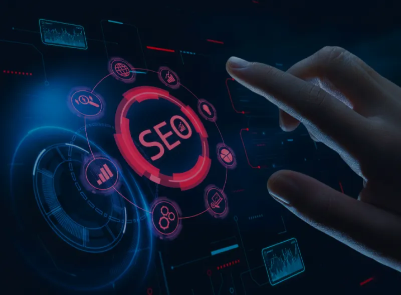 a large display of blue lights in a dark room