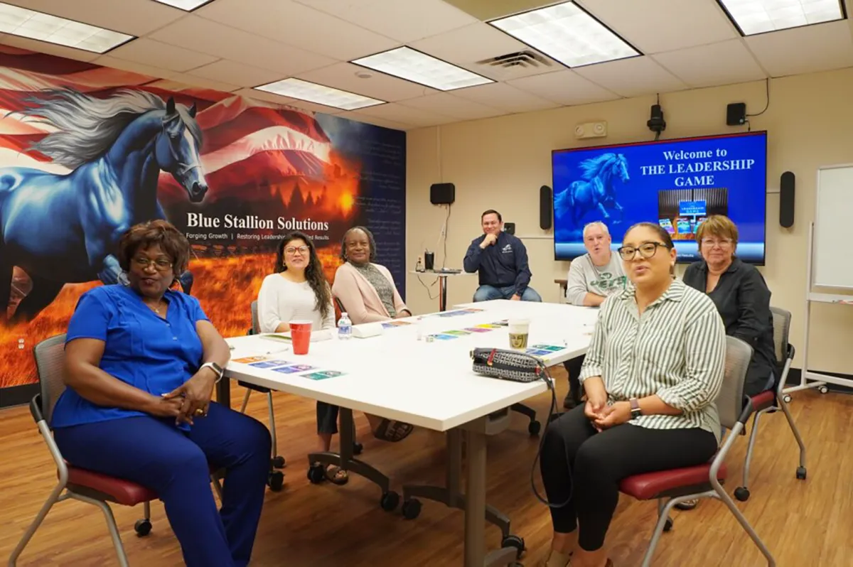 A confident, diverse professional stands at a crossroads, city skyline behind, sunlight highlighting their poised expression, symbolizing transition to leadership. Modern, vibrant, 3:2 aspect ratio.