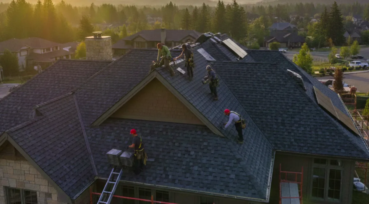 the roof of a building is made of clay tiles